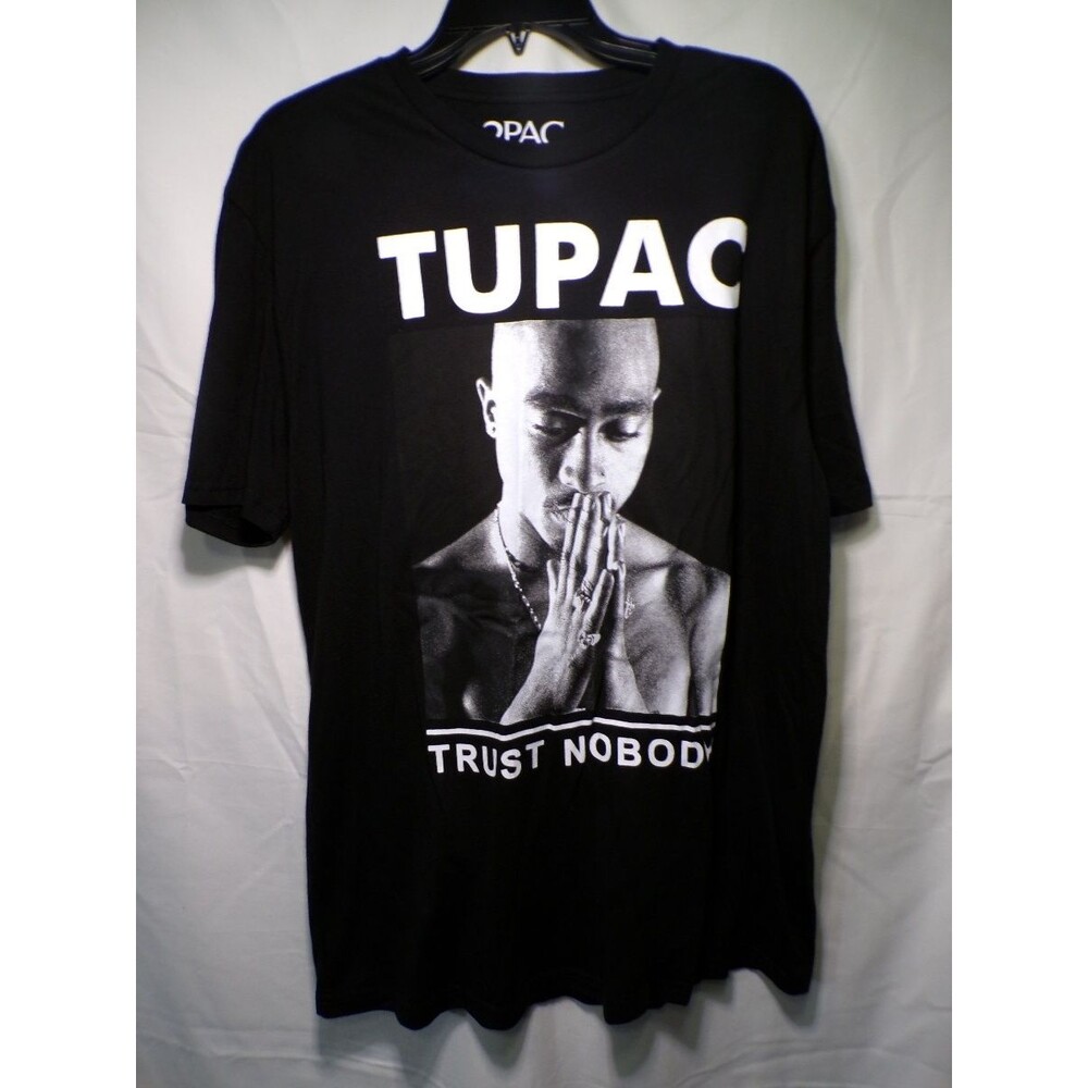 2PAC Tupac Trust Nobody T Shirt Men's L Black Graphic Hip Hop Short Sleeve